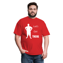 Load image into Gallery viewer, Let&#39;s Get Tacos Tee White Image (Up to 6xl) - red
