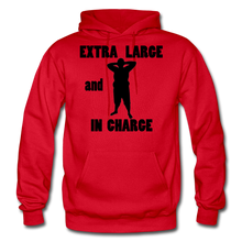 Load image into Gallery viewer, Extra Large and In Charge Hoodie Black Image - red
