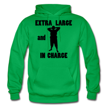 Load image into Gallery viewer, Extra Large and In Charge Hoodie Black Image - kelly green
